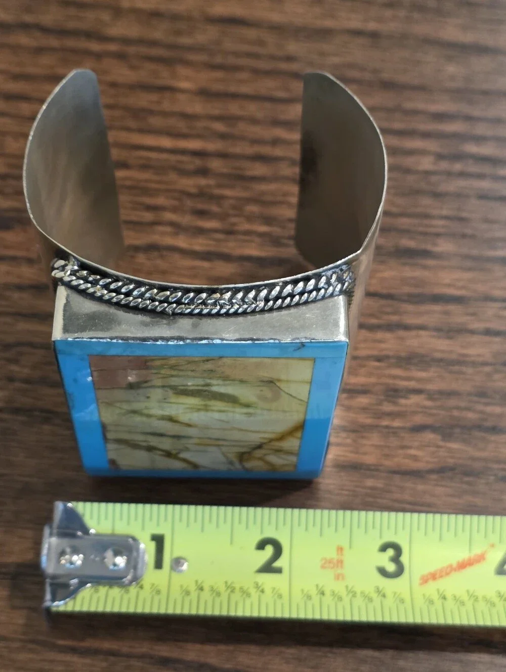 Jasper And Turquoise Silvertone Cuff